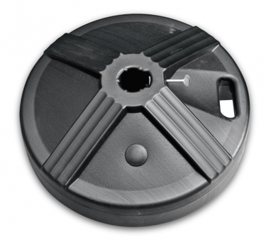 Picture of UB50RDBL 50 pound umbrella base, 16" diameter concrete filled black base.  For use with umbrella tables.