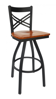 Picture of 2130SBLW-SB Akrin Swivel Cross Back Barstool Wood Seat