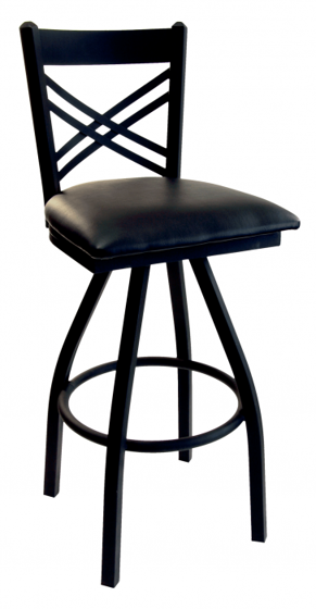 Picture of 2130SBLV-SB Akrin Swivel Cross Back Barstool Vinyl Seat