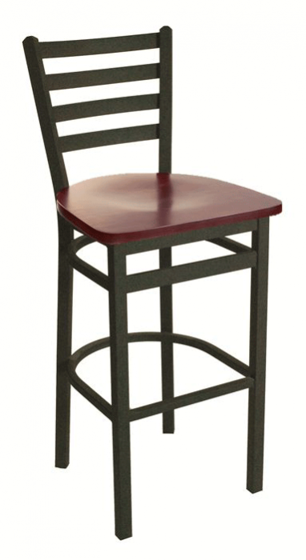 Picture of 2160BBLV-SB Lima Ladder Back Barstool Vinyl Seat