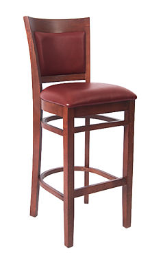 Picture of ERP-B1093-BS Beechwood Upholstered Back Barstool, Dark Mahogany Frame