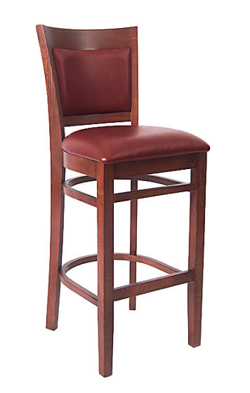 Picture of ERP-B1093-BS Beechwood Upholstered Back Barstool, Dark Mahogany Frame