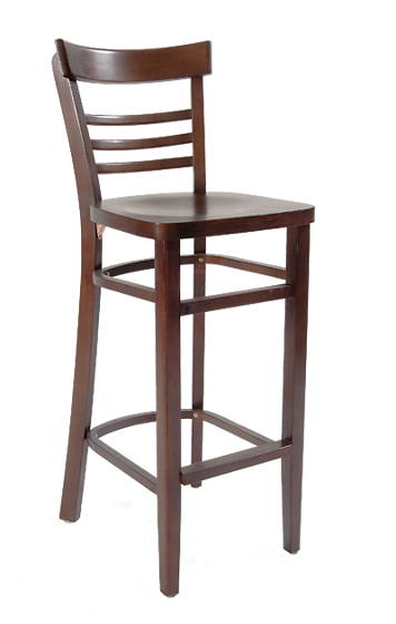 Picture of ERP-B1099-BS Beechwood Barstool in Walnut Finish with Veneer Seat in Walnut