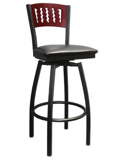 Picture of ERP-170-BSS Swivel Wavy Slot Back Metal Barstool