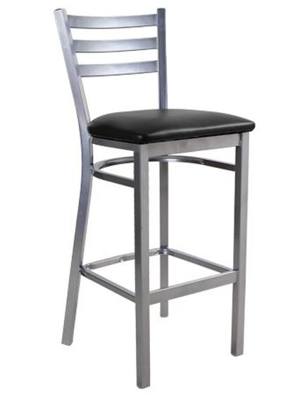 Picture of ERP-137-BS Grey Finish 3 Slat Ladder Back Metal Barstool