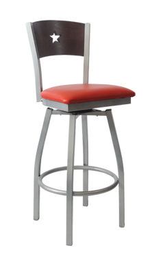 Picture of ERP-180-BSS Grey Finish Star Back Swivel Metal Barstool