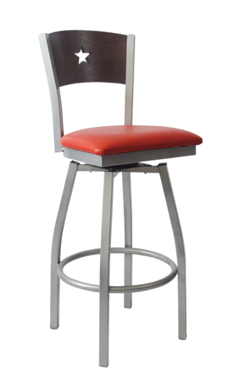 Picture of ERP-180-BSS Grey Finish Star Back Swivel Metal Barstool