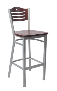 Picture of ERP-181-BS Grey Finish 3 Slats with Circle Metal Barstool