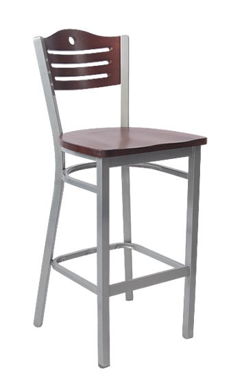 Picture of ERP-181-BS Grey Finish 3 Slats with Circle Metal Barstool