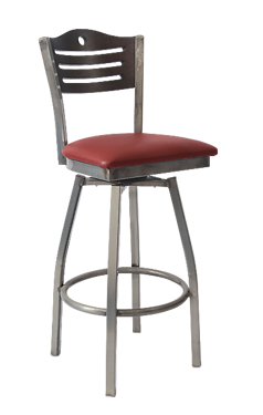Picture of ERP-181-BSS Grey Finish 3 Slats with Circle Swivel Metal Barstool