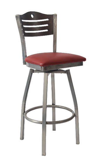 Picture of ERP-181-BSS Grey Finish 3 Slats with Circle Swivel Metal Barstool