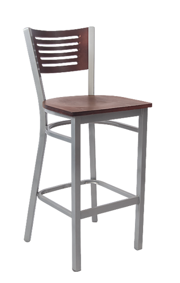 Picture of ERP-182-BS Grey Finish 5 Slats Metal Barstool