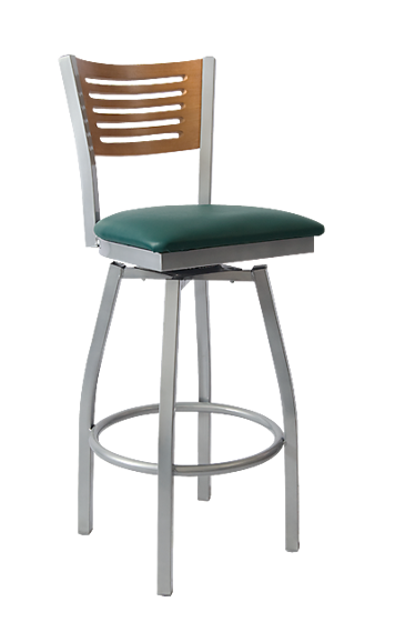 Picture of ERP-182-BSS Grey Finish 5 Slats Swivel Metal Barstool