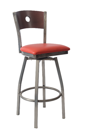 Picture of ERP-183-BSS Grey Finish Circle Back Swivel Metal Barstool