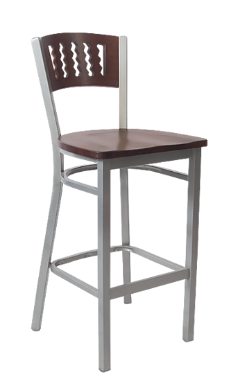 Picture of ERP-190-BS Grey Finish Wavy Slot Back Metal Barstool