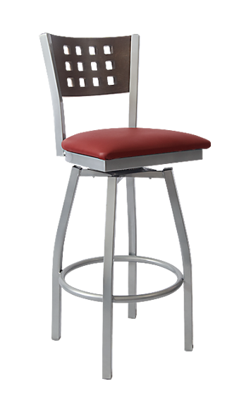 Picture of ERP-191-BSS Grey Finish Lattice Back Swivel Metal Barstool