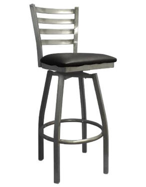 Picture of ERP-135C-BSS Clear Coated Swivel Ladder Back Metal Barstool