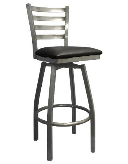 Picture of ERP-135C-BSS Clear Coated Swivel Ladder Back Metal Barstool