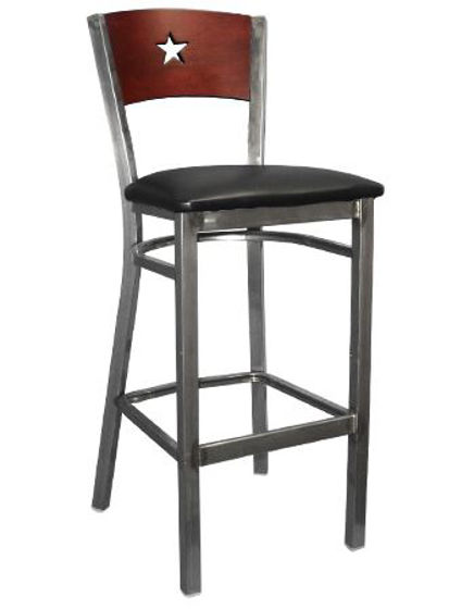 Picture of ERP-160C-BS Clear Coat Star Back Metal Barstool