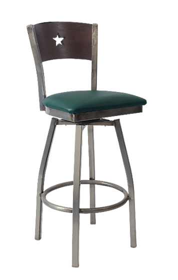 Picture of ERP-160C-BSS Clear Coat Star Back Swivel Metal Barstool
