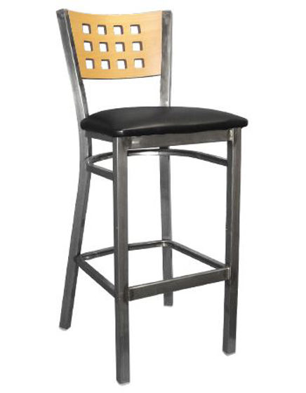 Picture of ERP-171C-BS Clear Coat Lattice Back Metal Barstool