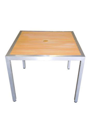 Picture of ERP-ALP3636 Aluminum Patio Table Imitation Teak Slats