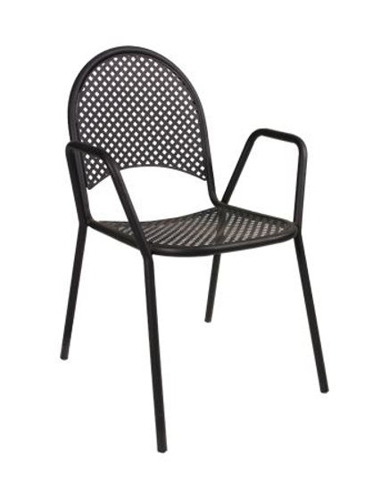Picture of ERP-OF-01-B Metal Patio Stack Chair w/ Armrest, Black-1