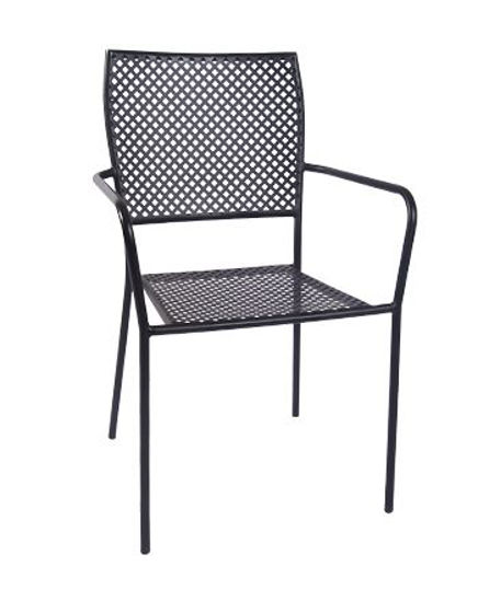 Picture of ERP-OF-03 Metal Patio Stack Chair w/ Armrest, Black-3