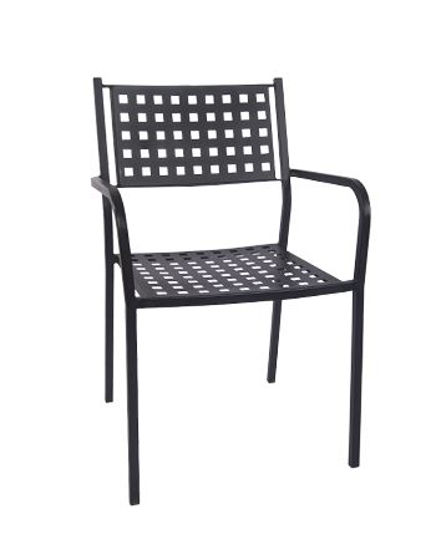 Picture of ERP-OF-04 Metal Patio Stack Chair w/ Armrest, Black-4