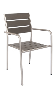 Picture of ERP-35 Aluminum Armchair with Imitation Teak Slats in Grey Finish