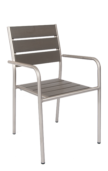 Picture of ERP-35 Aluminum Armchair with Imitation Teak Slats in Grey Finish