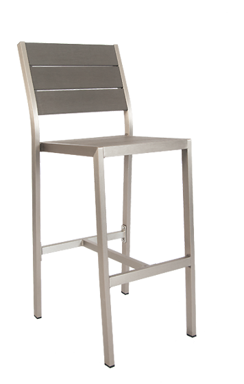 Picture of ERP-35-BS Aluminum Barstool with imitation teak slats in Grey Finish