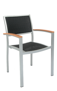 Picture of ERP-76 Aluminum Armchair, Synthetic Wicker Woven in Black Color