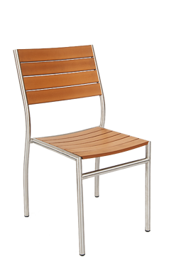 Picture of SS01 Stainless Steel Chair with Imitation Teak Slats