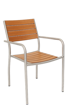 Picture of SS02 Stainless Steel Armchair with Imitation Teak Slats