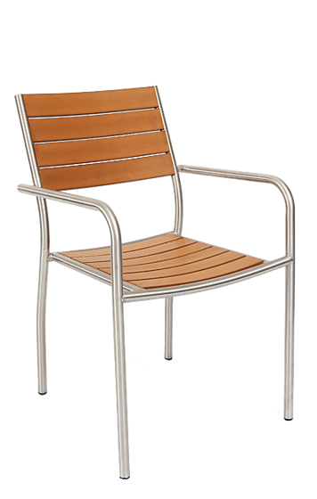 Picture of SS02 Stainless Steel Armchair with Imitation Teak Slats