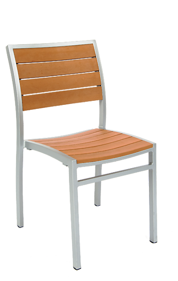 Picture of ERP-73 Aluminum Chair with Imitation Teak Slats, Grey Finish Frame