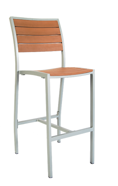 Picture of ERP-73-BS Aluminum Bar Stool with Imitation Teak Slats, Grey Finish Frame