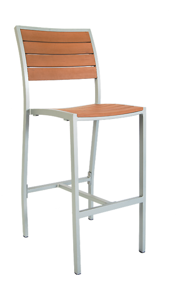 Picture of ERP-73-BS Aluminum Bar Stool with Imitation Teak Slats, Grey Finish Frame