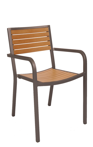 Picture of ERP-83 Aluminum Armchair with Imitation Teak Slats, Rust Color Frame