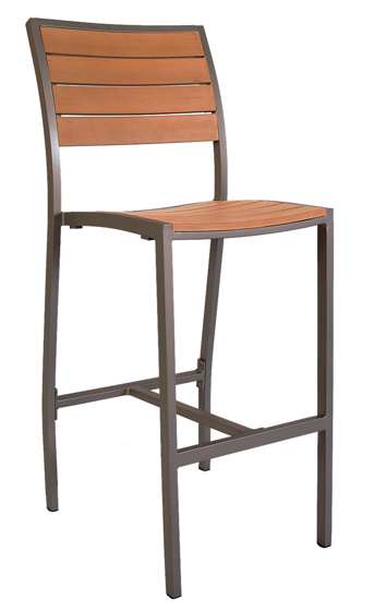 Picture of ERP-84-BS Aluminum Bar Stool with Imitation Teak Slats, Rust Color Frame