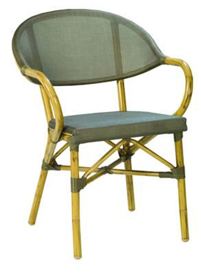 Picture of MJ-561S Mingja Aluminum Arm Chair with PVC wicker - Bamboo Collection