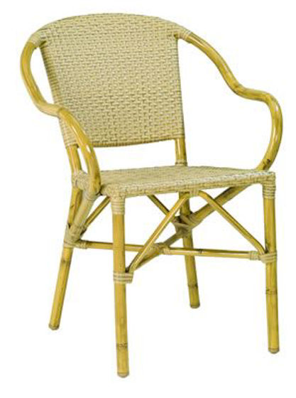 Picture of MJ-557H Mingja Aluminum Arm Chair with PVC wicker - Bamboo Collection