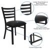 HERCULES Series Black Ladder Back Metal Restaurant Chair - Black Vinyl Seat XU-DG694BLAD-BLKV-GG