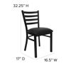 HERCULES Series Black Ladder Back Metal Restaurant Chair - Black Vinyl Seat XU-DG694BLAD-BLKV-GG