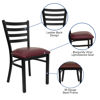 HERCULES Series Black Ladder Back Metal Restaurant Chair - Burgundy Vinyl Seat XU-DG694BLAD-BURV-GG