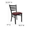 HERCULES Series Black Ladder Back Metal Restaurant Chair - Burgundy Vinyl Seat XU-DG694BLAD-BURV-GG