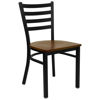 HERCULES Series Black Ladder Back Metal Restaurant Chair - Cherry Wood Seat XU-DG694BLAD-CHYW-GG