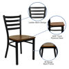 HERCULES Series Black Ladder Back Metal Restaurant Chair - Cherry Wood Seat XU-DG694BLAD-CHYW-GG