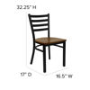 HERCULES Series Black Ladder Back Metal Restaurant Chair - Cherry Wood Seat XU-DG694BLAD-CHYW-GG